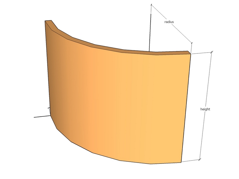 [CorEigExtCur60-36-11] Eig Ext Cur 60" radius 36" tall Arc = 47.1"