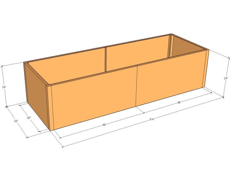 Rectangular planter kit 8'4" x 34" x 24"T