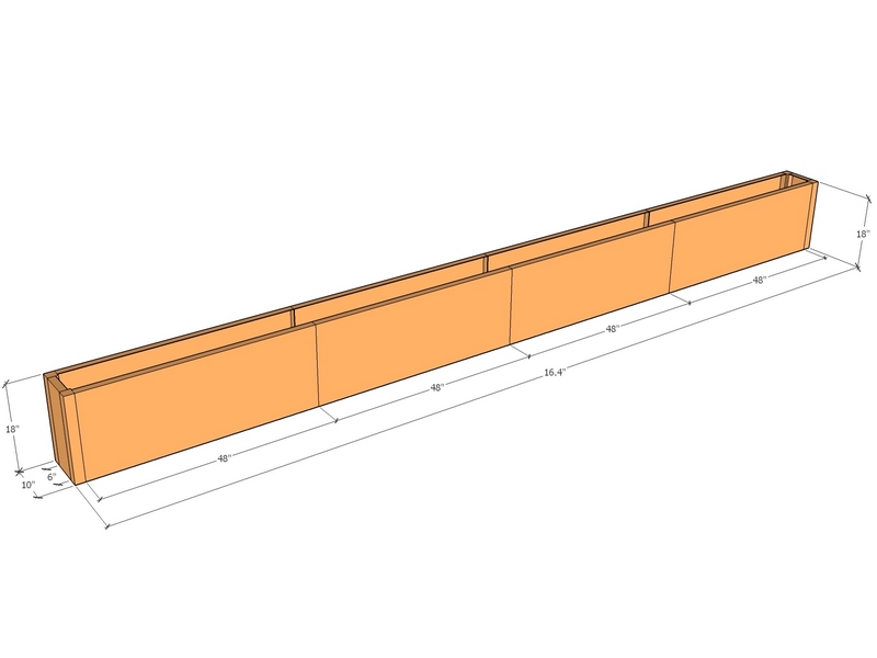Rectangular planter kit 16'4" x 10" x 18"T