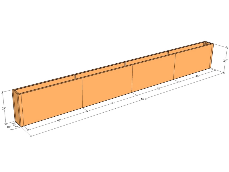 Rectangular planter kit 16'4" x 10" x 24"T