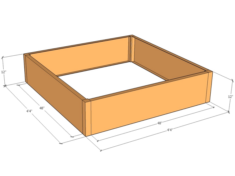 Rectangular planter kit 4'4" x 4'4" x 12"T
