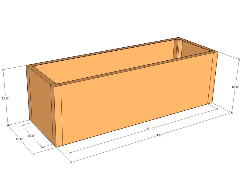 Rectangular planter kit 4'10" x 19" x 18"T