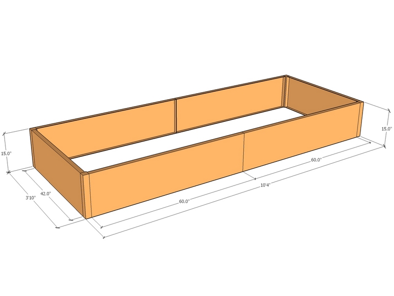 Rectangular planter kit 10'4" x 3'10" x 15"T