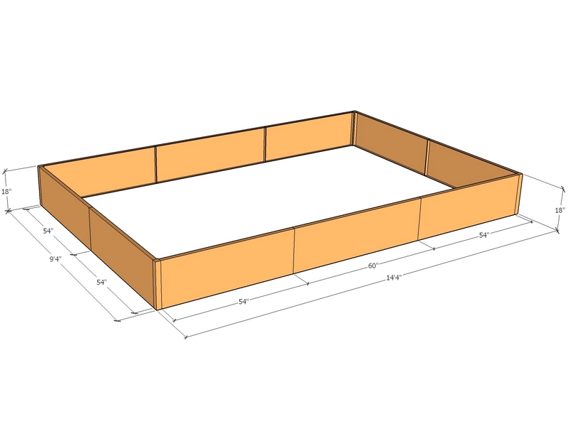 Rectangular planter kit 14'4" x 9'4" x 18"T