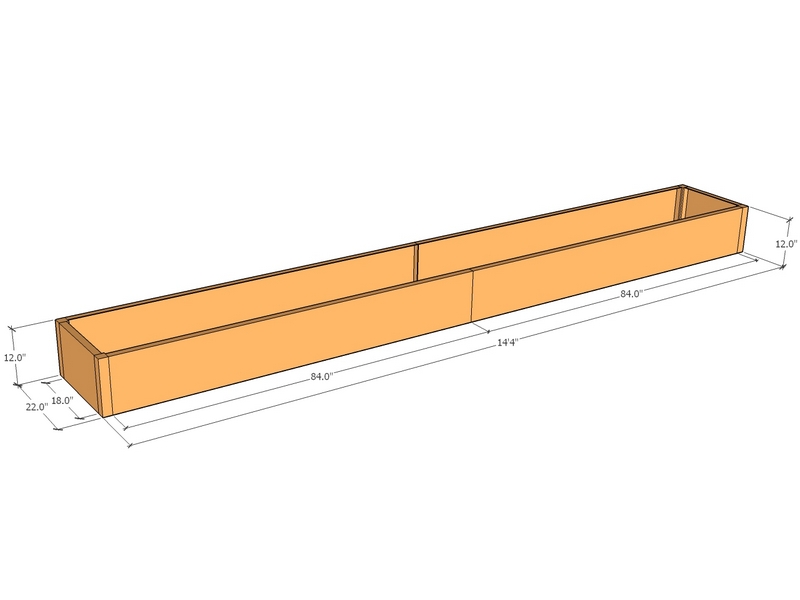 Rectangular planter kit 14'4" x 22" x 12"T