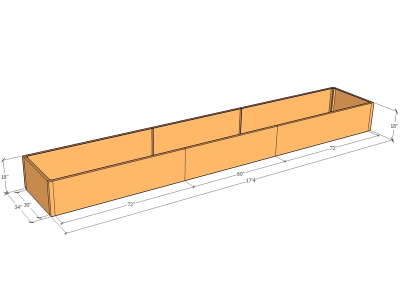 Rectangular planter kit 17'4" x 34" x 18"T