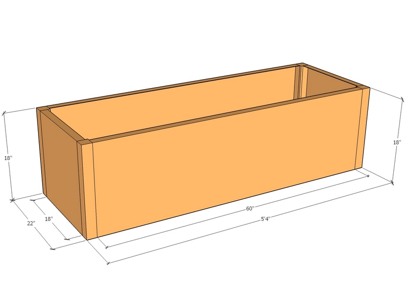 Rectangular planter kit 5'4" x 22" x 18"T