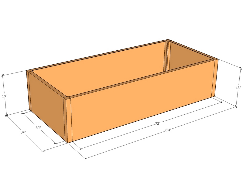 [CorPlaRec76-34-18] Rectangular planter kit 6'4" x 34" x 18"T