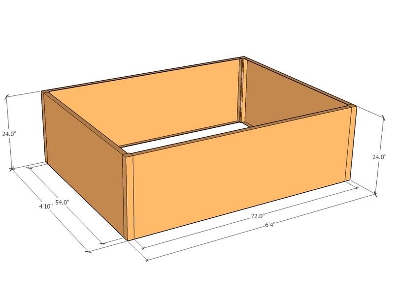 Rectangular planter kit 6'4" x 4'10" x 24"T