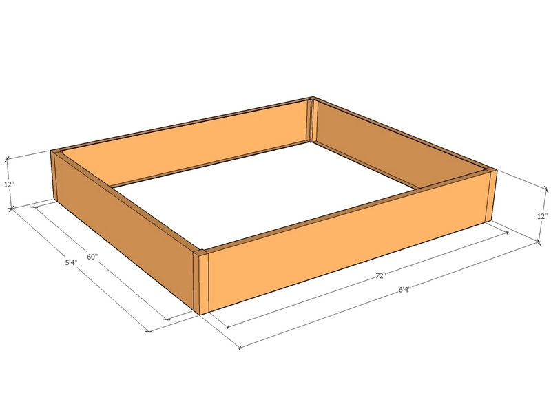 [CorPlaRec76-64-12] Rectangular planter kit 6'4" x 5'4" x 12"T