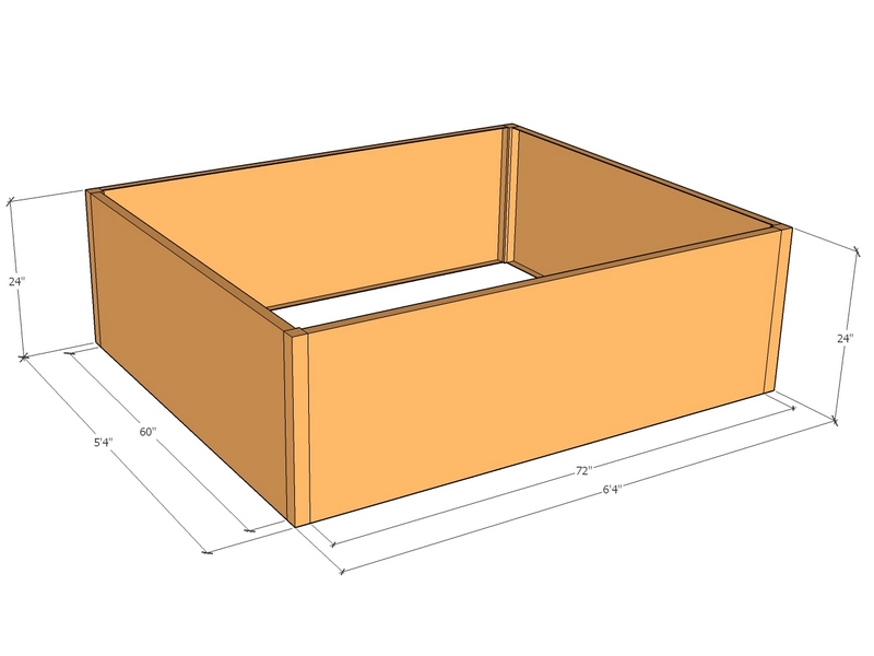 Rectangular planter kit 6'4" x 5'4" x 24"T
