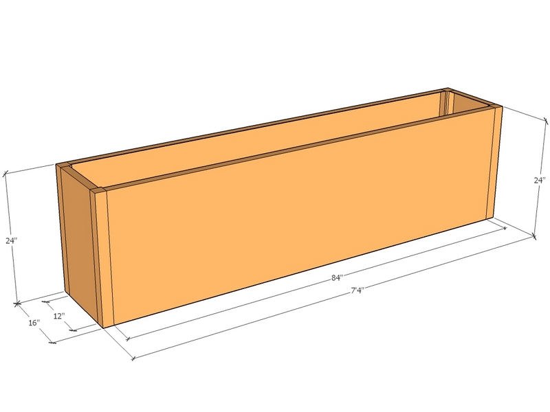 Rectangular planter kit 7'4" x 16" x 24"T