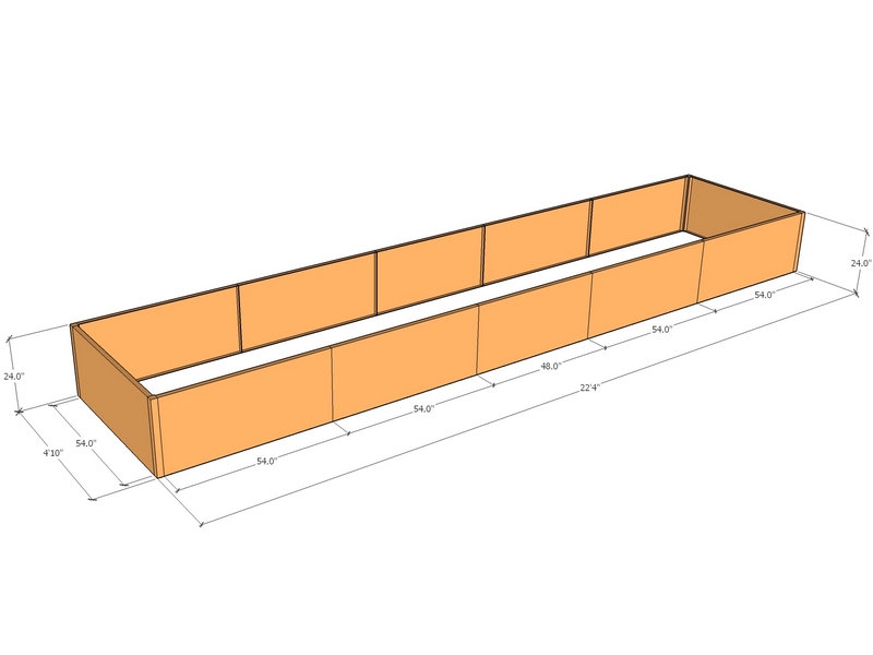 Rectangular planter kit 22'4" x 4'10" x 24"T
