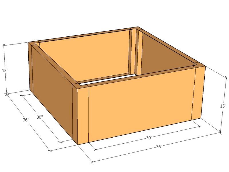 Rectangular planter kit 3' x 3' x 15"T