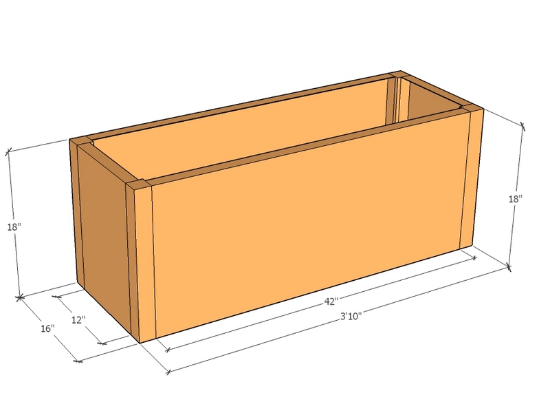 Rectangular planter kit 3'10" x 16" x 18"T