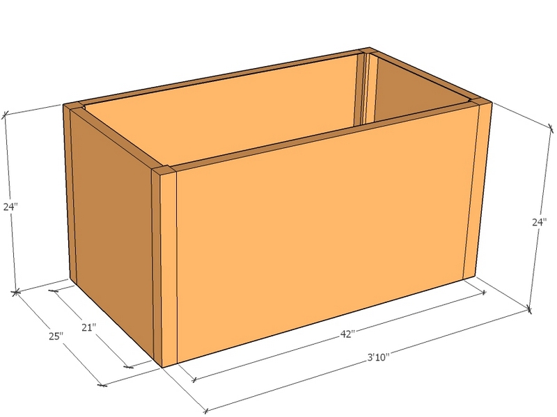 Rectangular planter kit 3'10" x 25" x 24"T