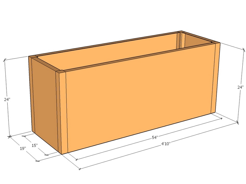[CorPlaRec58-19-24] Rectangular planter kit 4;10" x 19" x 24"T