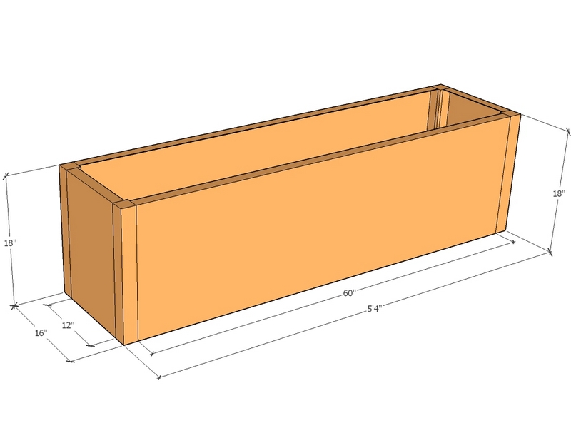 Rectangular planter kit 5'4" x 16" x 18"T