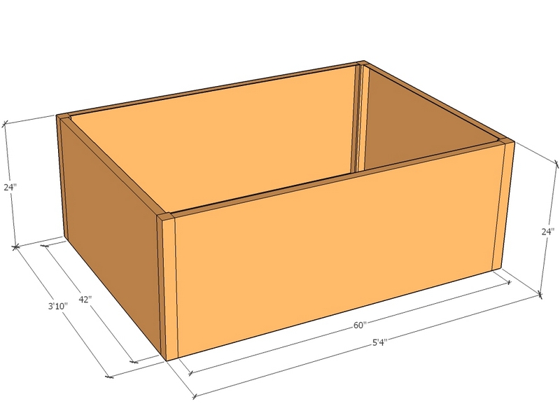 Rectangular planter kit 5'4" x 3'10" x 24"T