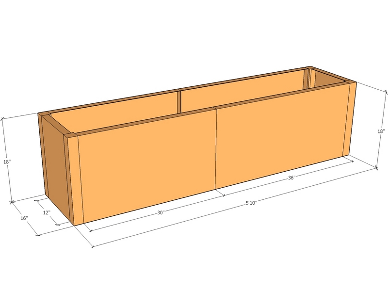 Rectangular planter kit 5'10" x 16" x 18"T