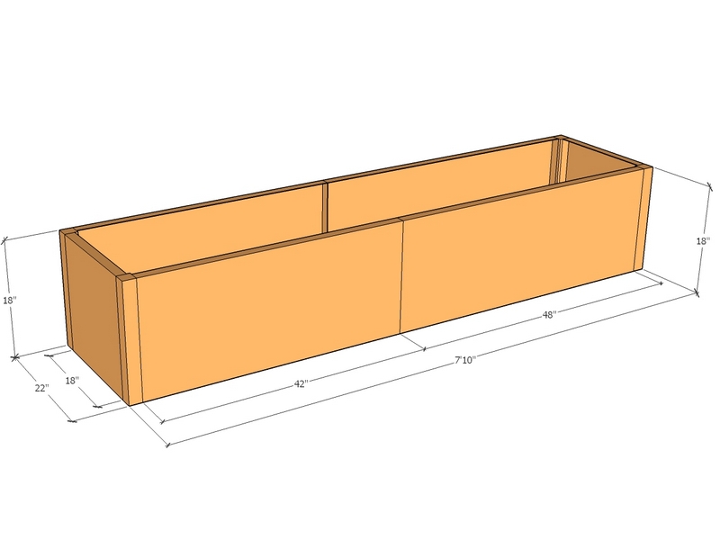 Rectangular planter kit 7'10" x 22" x 18"T