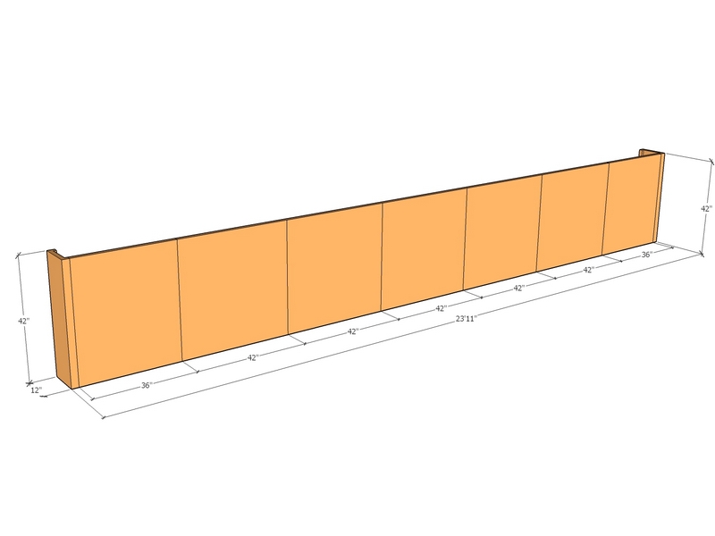 Retaining wall straight 23'11" long x 42"T
