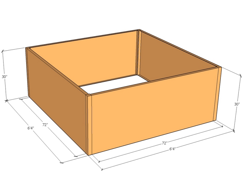 Rectangular planter kit 6'4" x 6'4" x 30"T