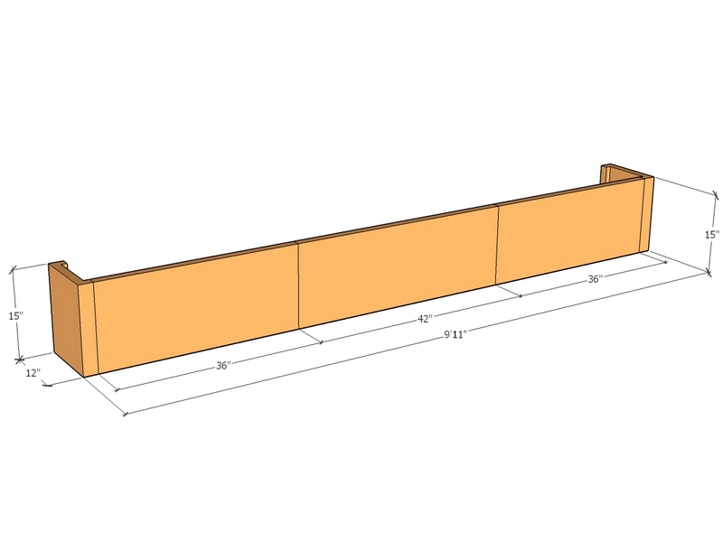 [CorRetKit119-15-ntc] Retaining wall straight 9'11" long x 15"T