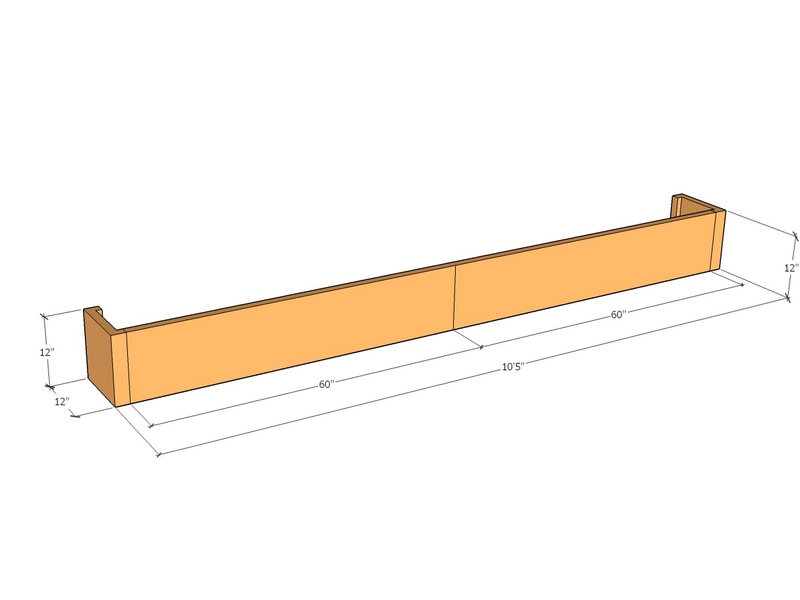 [CorRetKit125-12-ntc] Retaining wall straight 10'5" long x 12"T