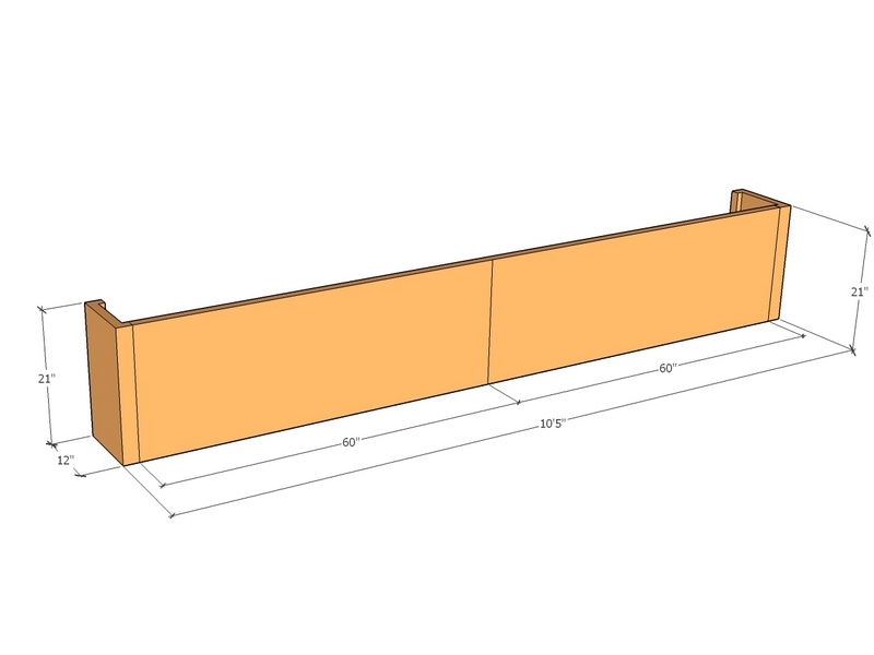 [CorRetKit125-21-ntc] Retaining wall straight 10'5" long x 21"T