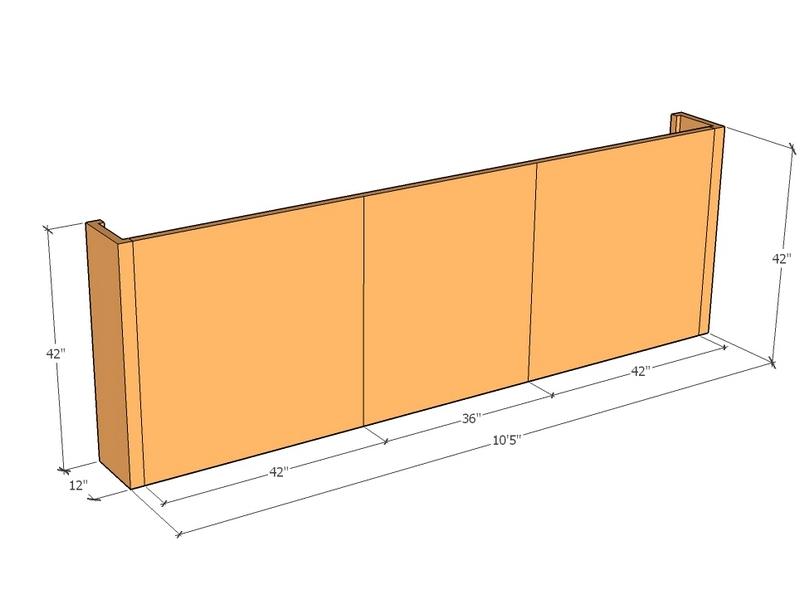[CorRetKit125-42-ntc] Retaining wall straight 10'5" long x 42"T