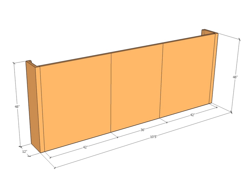 [CorRetKit125-48-ntc] Retaining wall straight 10'5" long x 48"T