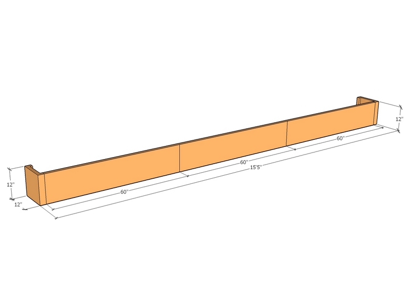 [CorRetKit185-12-ntc] Retaining wall straight 15'5" long x 12"T