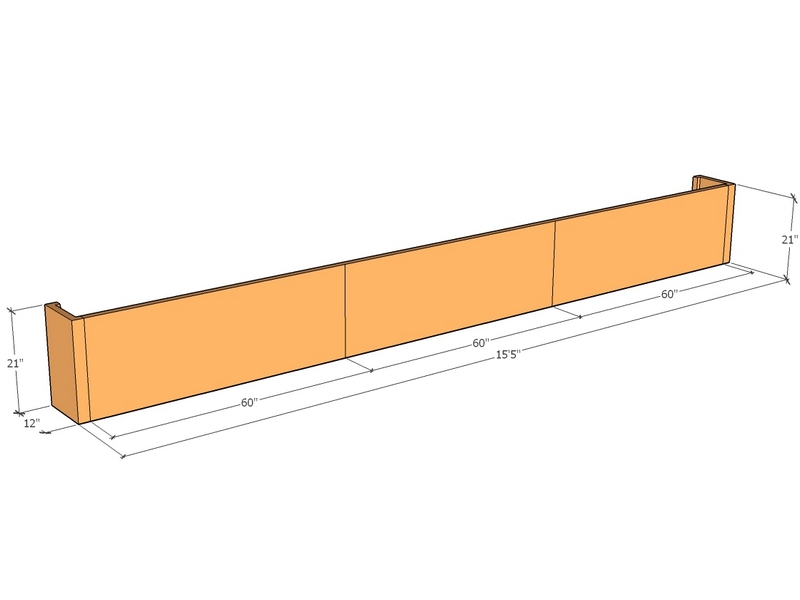 [CorRetKit185-21-ntc-v2] Retaining wall straight 15'5" long x 21"T-v2