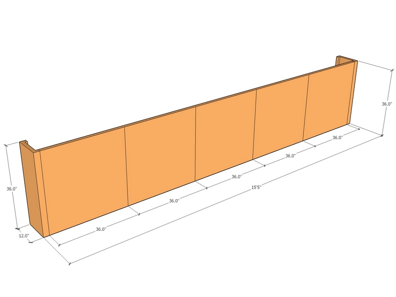 [CorRetKit185-36-ntc-v1] Retaining wall straight 15'5" x 36" Tall