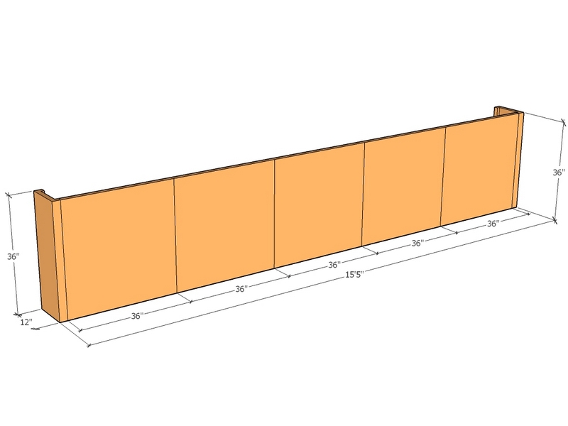 [CorRetKit185-36-ntc-v2] Retaining wall straight 15'5" long x 36"T