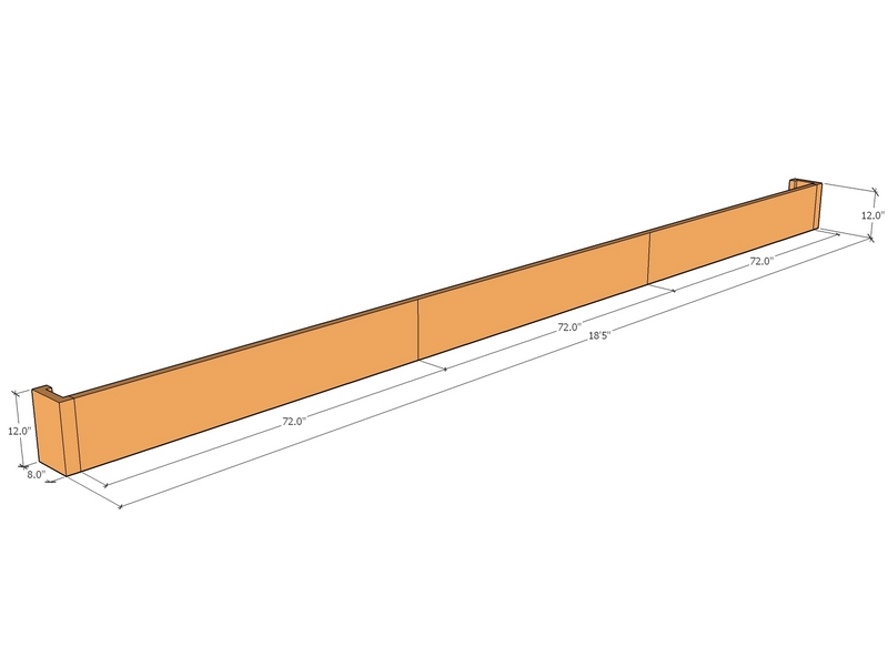 [CorRetKit221-12-ntc-8] Retaining wall straight 18'5 x 12" Tall