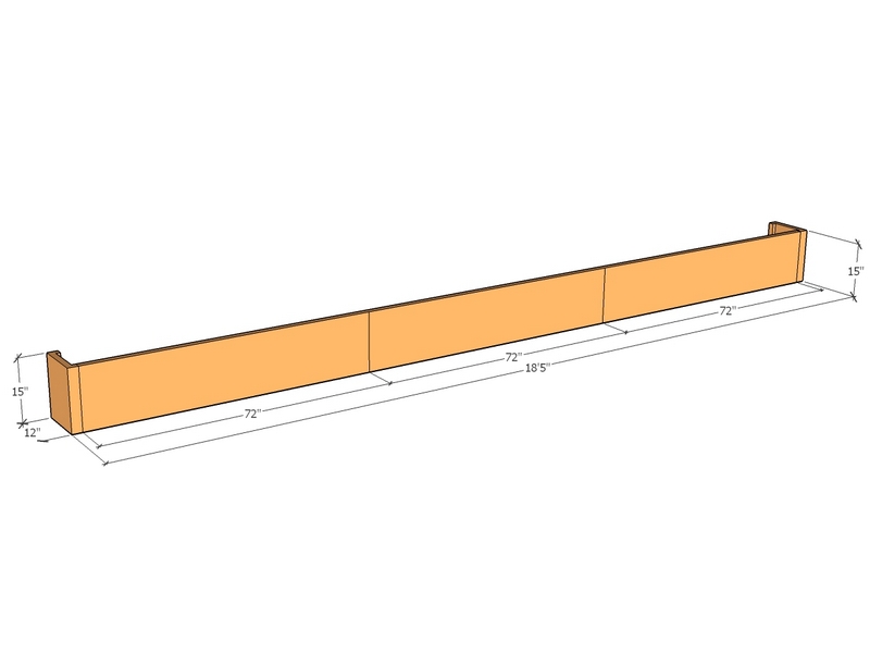 [CorRetKit221-15-ntc] Retaining wall straight 18'5" long x 15"T