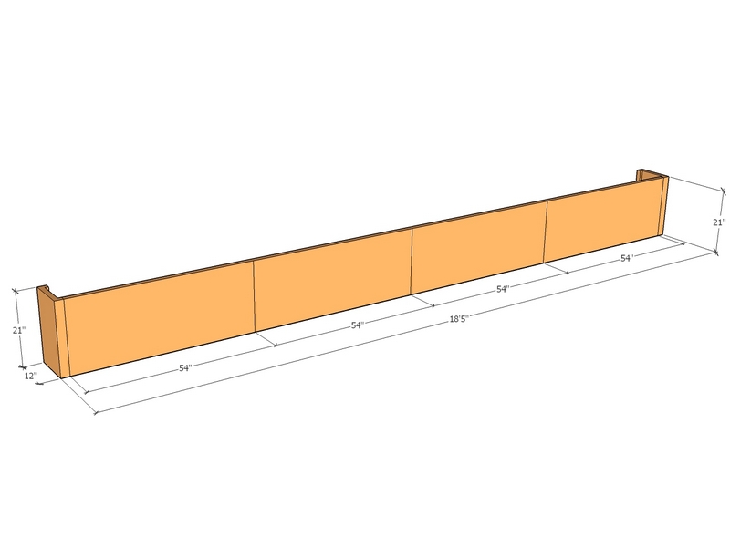 [CorRetKit221-21-ntc] Retaining wall straight 18'5" long x 21"T