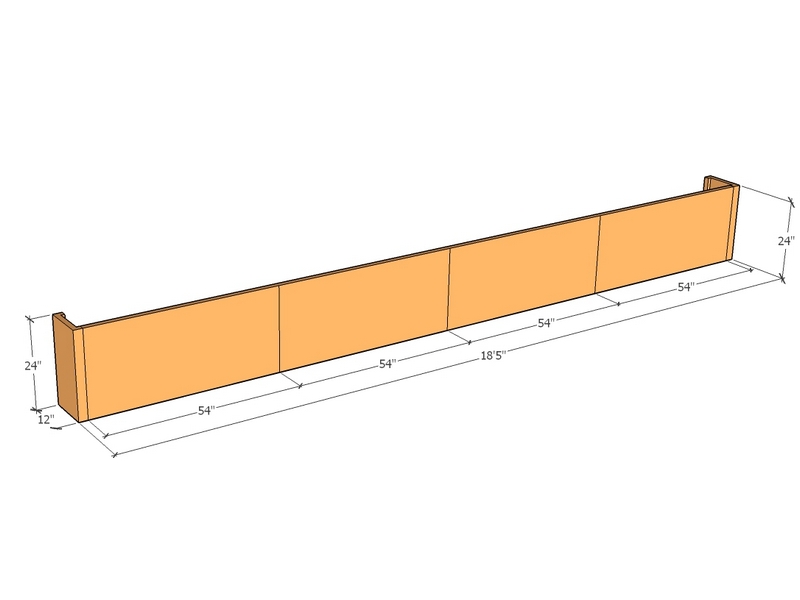 [CorRetKit221-24-ntc] Retaining wall straight 18'5" long x 24"T