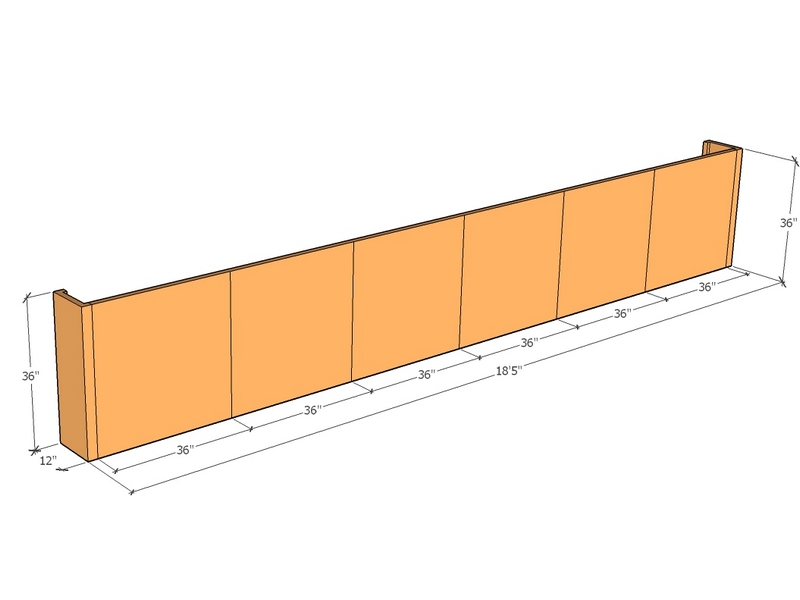 [CorRetKit221-36-ntc] Retaining wall straight 18'5" long x 36"T