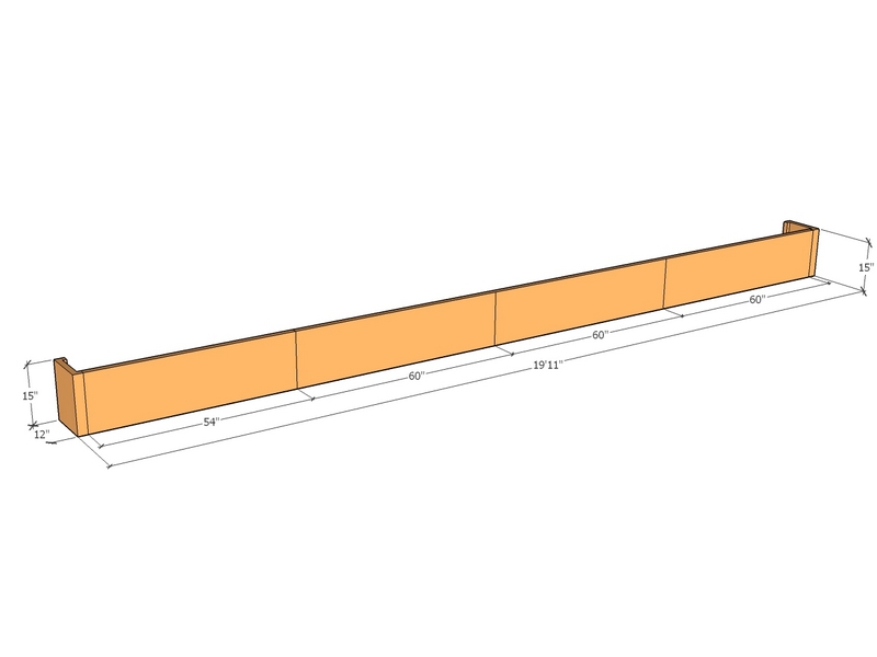 [CorRetKit239-15-ntc] Retaining wall straight 19'11" long x 15"T