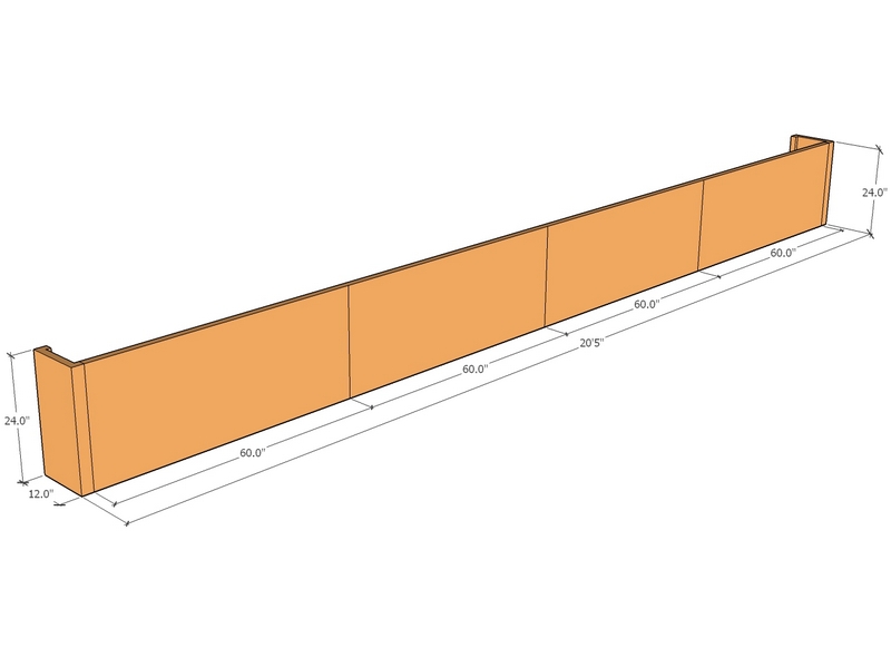 [CorRetKit245-24-ntc-12-v1] Retaining wall straight 20'5" x 24" Tall
