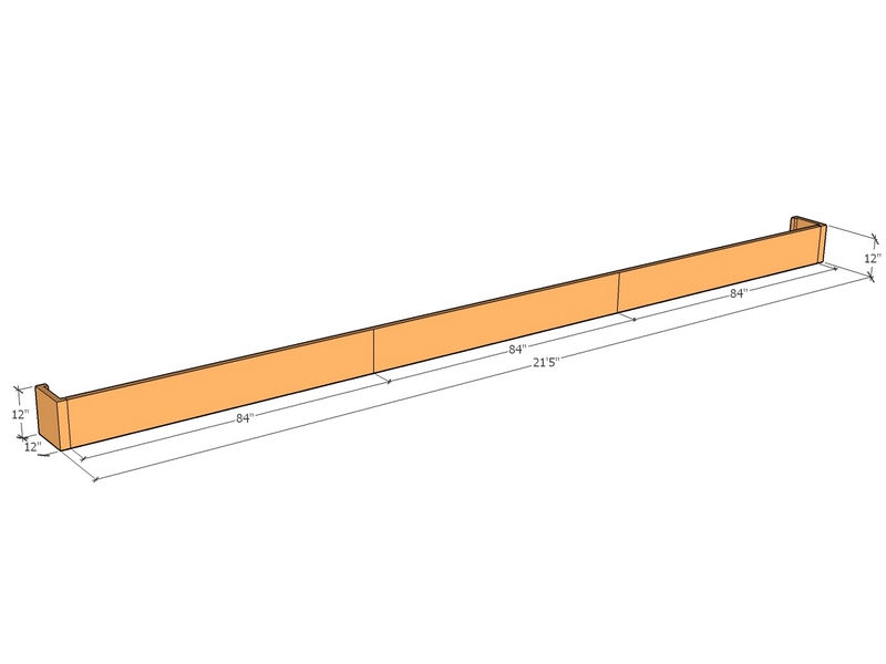 [CorRetKit257-12-ntc] Retaining wall straight 21'5" long x 12"T