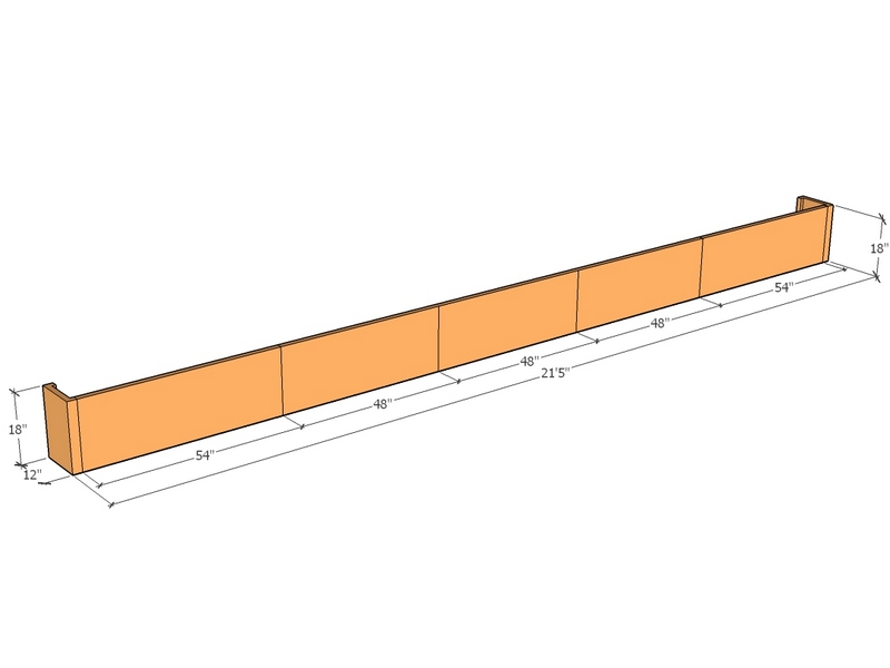 [CorRetKit257-18-ntc] Retaining wall straight 21'5" long x 18"T