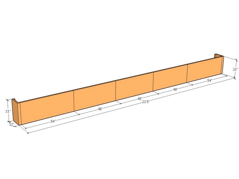 [CorRetKit257-21-ntc] Retaining wall straight 21'5" long x 21"T