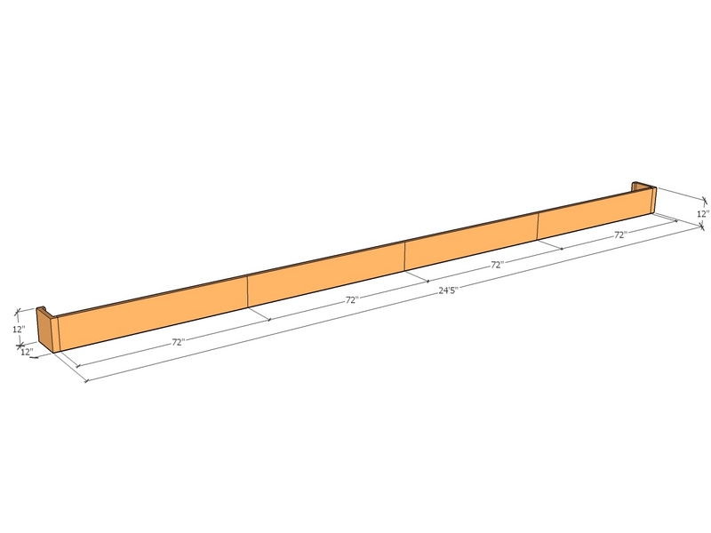 [CorRetKit293-12-ntc] Retaining wall straight 24'5" long x 12"T