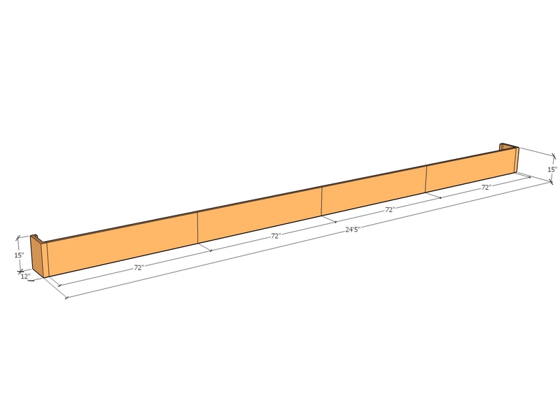 [CorRetKit293-15-ntc] Retaining wall straight 24'5" long x 15"T