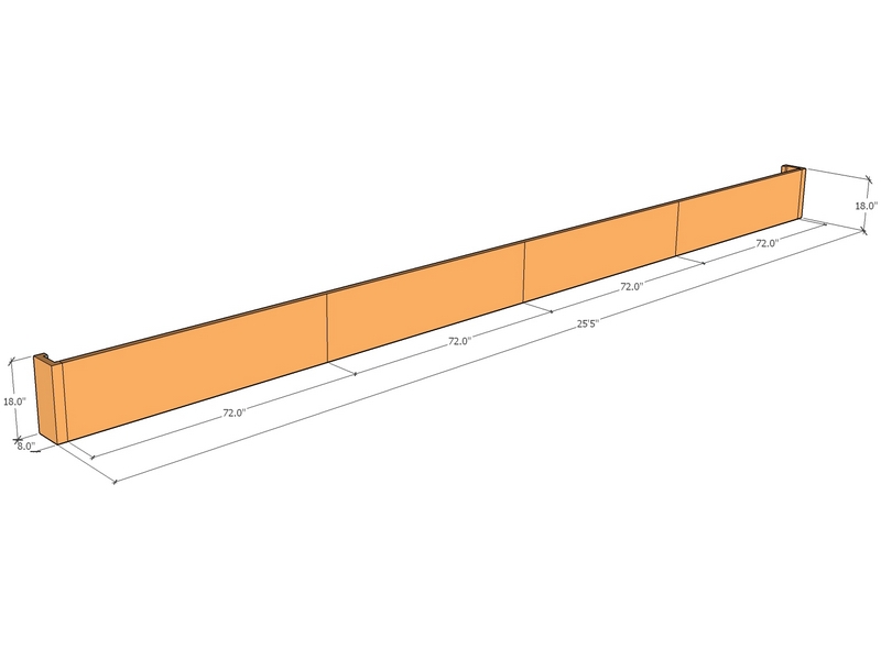 [CorRetKit293-18-ntc-v2] Retaining wall straight 24'5 x 18" Tall