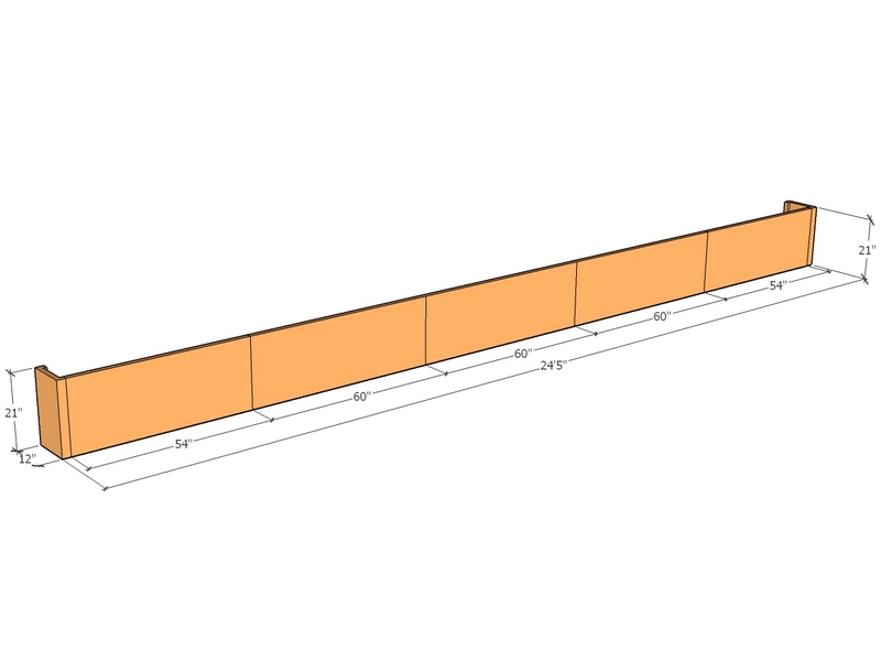 [CorRetKit293-21-ntc] Retaining wall straight 24'5" long x 21"T